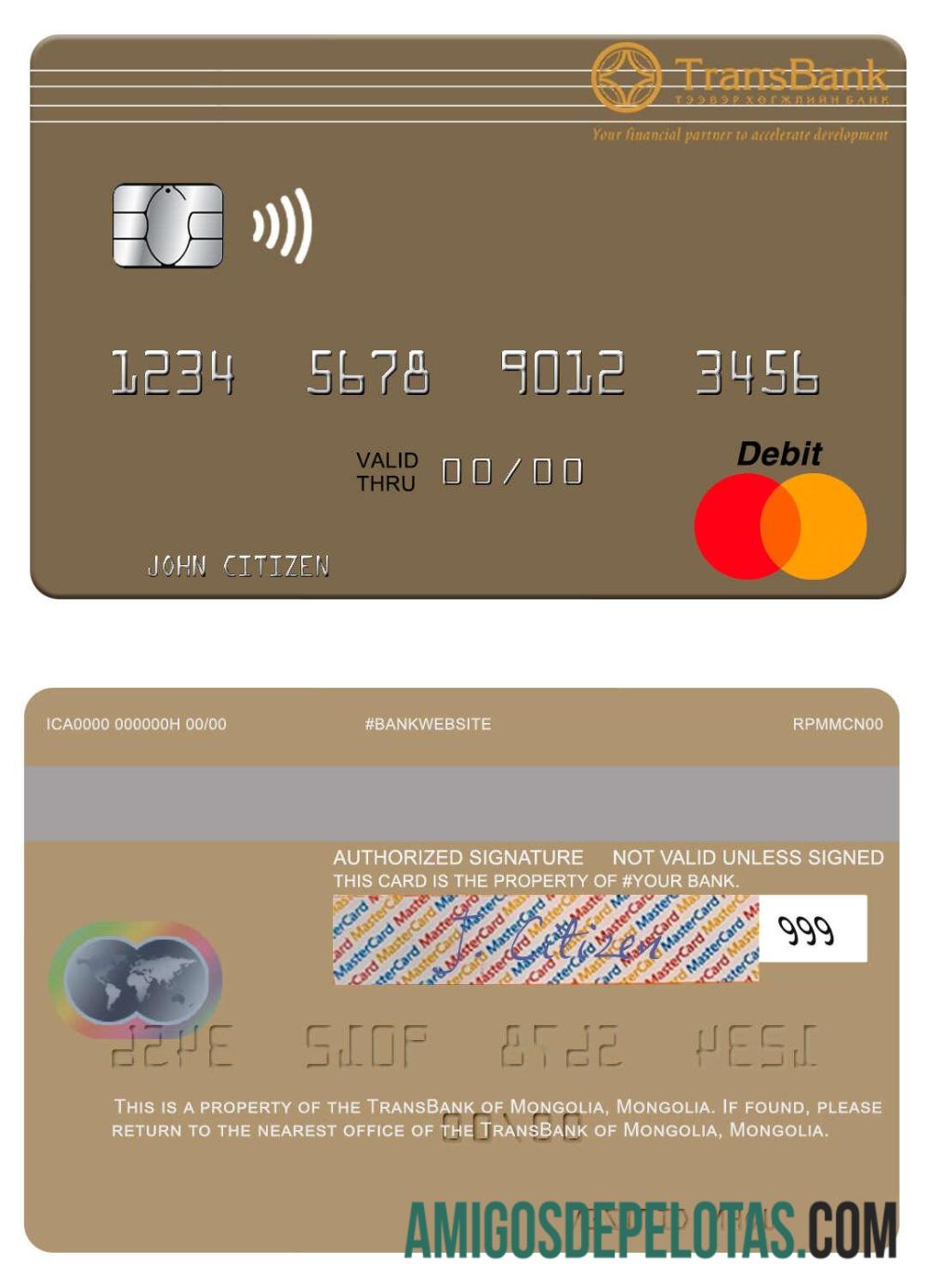 Mongolia TransBank Of Mongolia Mastercard example